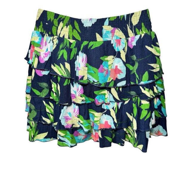 Aéropostale Floral Tiered Ruffle Skirt Flowy Tropical Beachy Mini Women’s Size M - Picture 1 of 6